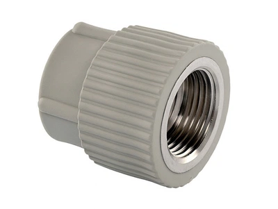 Муфта комбинированная для водопровода ASCO PPR Ø20x1/2'' серая (ТР-00022707)