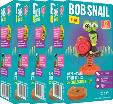 Набір Bob Snail Натуральні фруктові цукерки Яблуко-Груша та іграшка 20 г х 4 шт (2000000014587)
