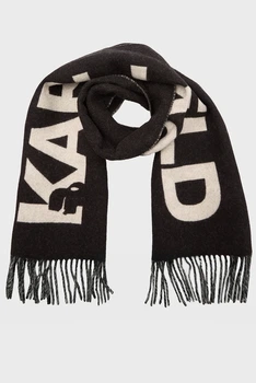 Жіночий чорний вовняний шарф K ESSENTIAL JKRD WOVEN SCARF Karl Lagerfeld OS 246W3309