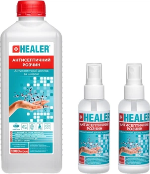 Набір антисептичних розчинів HEALER 1 л + Спрей 60 мл х 2 шт (586395598)