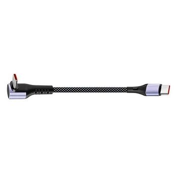 Дата-кабель угловой переходник USB Type-C M/M 66W Fast Charging Nylon Metal Blue, 30 см (48969)