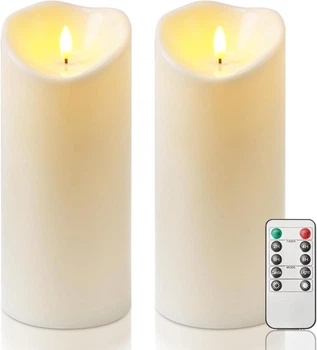Уличные водонепроницаемые безполумные свечи Homemory набор из 2 шт. с пультом дистанционного управления и таймером 20x10см