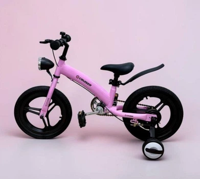 Велосипед беговел 2в1 детский колеса 14 дюймов с фонариком розовый Maraton Crussier (Switch Bike Pink)