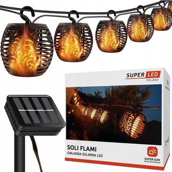 Гірлянда сонячна 20 лампочок SuperLED Flame з ефектом полум’я, IP65