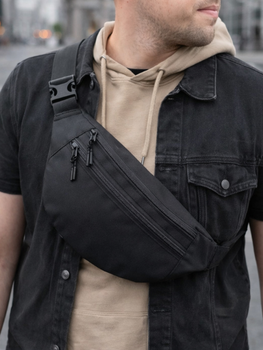 Сумка Бананка с Cordura 1000D водозащитная ткань 3 отделения мужская сумка на пояс и плечо женская бананка черный
