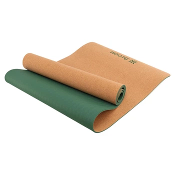 Килимок пробковий для фітнесу та йоги Bloom Yoga Mat 7121 розмір 183x61мx0.3cм Brown-Green