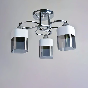 Люстра потолочная Light House SH-19184/3A CR 450*450*240 E27*3 хром, плафон белый + серый
