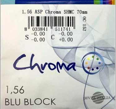 Асферична комп'ютерна лінза для окулярів Divel Italia 1.56 Chroma диаметр 70