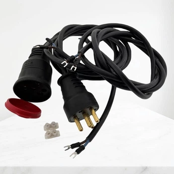 Кабельный переносной комплект 25А 220V для подключения ТЭНа 4.5–6 кВт с вилкой и розеткой в каучуковой изоляции
