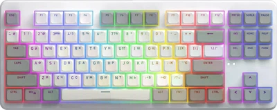 Ігрова клавіатура бездротова/провідна Hator Rockfall 3 Mecha TKL QMK/VIA Orange механічне компактне TKL RGB підсвічування білий