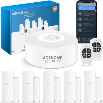 Сигналізація WiFi 8в1 120дБ датчики дверей вікон з пультами Smart Life AGSHOME