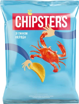 Чипси картопляні CHIPSTERS зі смаком&nbsp;краб 100 г&nbsp;(4823127313640)