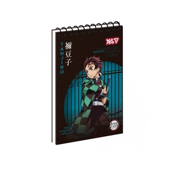 Блокнот YES А7 80 аркушів клітинка на спіралі Demon Slayer (152352)