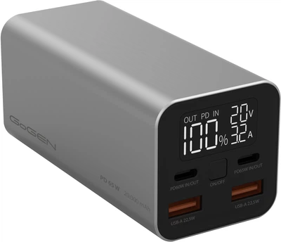 Powerbank GoGEN 20000 mAh 65W PD Silver (GOG-PB200009S)