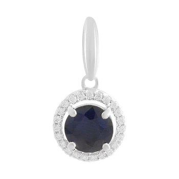 Серебряная подвеска с сапфиром 2.995ct, фианитами (2180883)