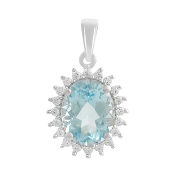 Серебряная подвеска с топазом 3.265ct, фианитами (2206965)