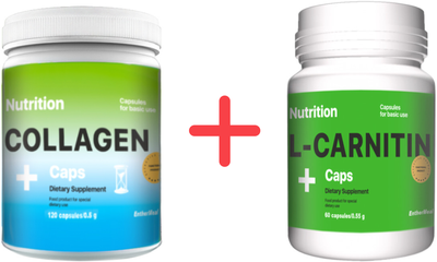 Набір EntherMeal Колаген COLLAGEN+ 120 капсул + Жироспалювач L-Carnitine 60 капсул (COLL120EM0101/CARN060EM0062)