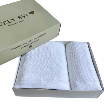 Набор 2 жаккардовых полотенец Lovely Svi для ванной 70x140 + 50x90 см в коробке Белый (9614941502267)