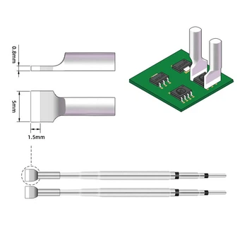 Жало для термопінцета SEQURE HT140-5.0FS, пара (2 шт), плоске 5мм для SMD компонентів
