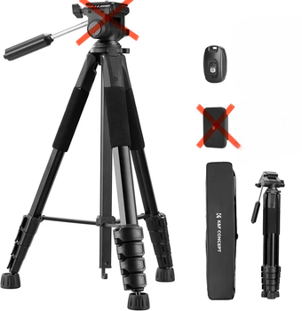 Штатив K&F CONCEPT KF09.126 чорний 190 см, до 4 кг, тримач моб./планш., 2 QR пластини, BT пульт, верхня частина відсутня