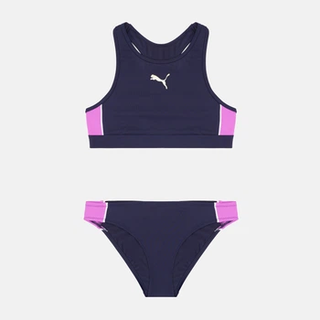 Дитячий роздільний купальник для дівчинки Puma 94754301 122-128 см Navy/Electric Orchid (8720245781121)