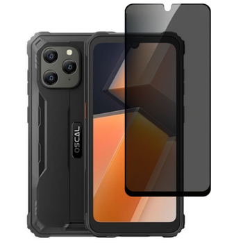 Защитное стекло Fiji Privacy для Oscal S70 / S70 Pro антишпион Anti-peeping полная проклейка черный