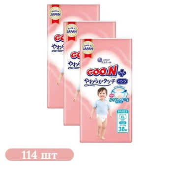 Детские подгузники-трусики 114 шт Goo.N Plus размер 5 XL (12-20 кг)