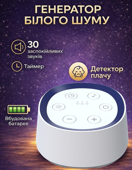 Білий шум нічник дитячий лампа з таймером заспокійлива іграшка для сну новонароджених і малюків з детектором плачу