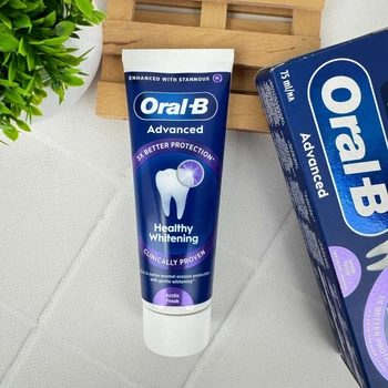 Зубная паста Oral-B Advanced Healthy Whitening с фторидом олова Арктическая Свежесть 75 мл для защиты эмали, отбеливания