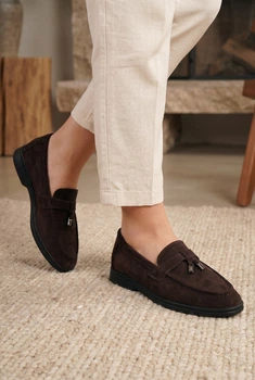 Лофери жіночі Fashion коричневі з металевим декором 347149_38 (24 см)