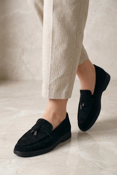 Лоферы женские Fashion черные с металлическим декором 347158_40 (25 см)