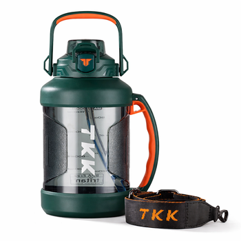 Спортивна пляшка TKK (2000 мл) — Зелений матовий Tritan BPA-free, з ергономічною ручкою та клапаном