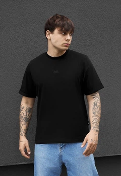 Мужская футболка стаф черная однотонная с логотипом базовая Staff black logo L (389231)