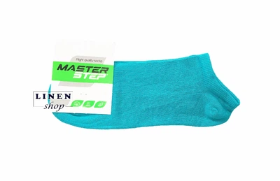 Бирюзовые однотонные низкие хлопковые женские носки без рисунка Master Step 0010 38-40