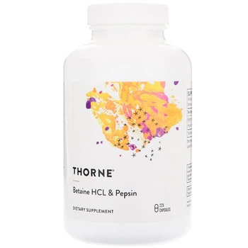 Бетаїну гідрохлорид та пепсин Thorne Research (Betaine HCL and Pepsin) 225 капсул THR41502