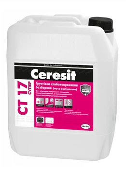 Грунтовка глубокопроникающая Ceresit CT 17 Супер 10 л бесцветная (CR947522)