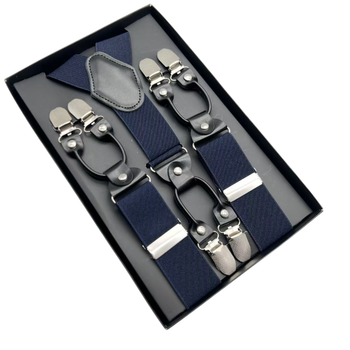 Подтяжки для брюк унисекс Solve — эластичные, регулируемые, 6 металлических клипс, тёмно-синие KT7003216