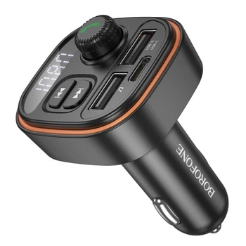 Автомобильный FM трансмиттер модулятор BOROFONE BC59 Heroic USB A USB C 5V 3A черный