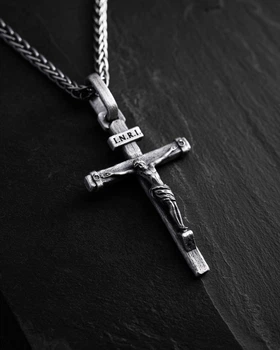 Серебряный крест CRUCIFIXION of JESUS. INRI Reytel 69043810