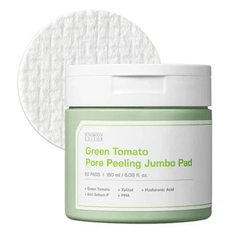 Пілінг-педи Sungboon Editor Green Tomato Pore Peeling Jumbo Pad з екстрактом зеленого томата, 60 шт