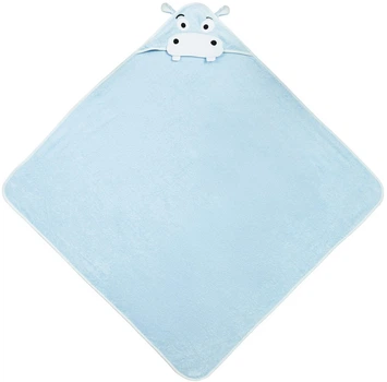 Рушник дитячий Sensillo Waterfriends з капюшоном бегемот блакитний 100x100 см (5902021524181)