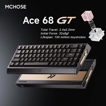 Геймерська магнітна клавіатура Mchose ACE68GT HE, RGB, 16K Hz, RS/SOCD/DKS/MT/TGL/ Macros, АНГ BLACK/ЧОРНА (MC-Ace68GT-1)