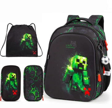 Школьный ортопедический рюкзак 3 в 1 для мальчика School Standard 38х30х18 см Майнкрафт в 1 класс (Full 150-45)