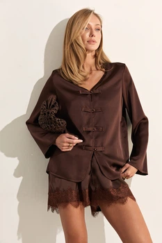 Блуза сатинова SH004 2601025861410 L/XL Коричневий