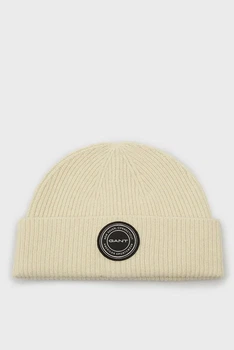Чоловіча біла вовняна шапка WOOL KNITTED BEANIE Gant OS 9911036