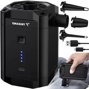Аккумуляторный насос для матрасов Trizand 20790 портативный 5000 мАч USB-C 3 насадки для надувания и сдувания