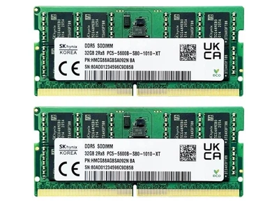 DDR5 メモリ32GB 16×2 PC5-5600B SKhynix Оперативна пам'ять SK hynix SODIMM DDR5 64Gb 2х32 2Rx8 PC5-5600B