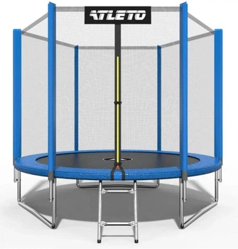 Батут дитячий Atleto синій із захисною сіткою та драбинкою 312 см (76-167-42400471)