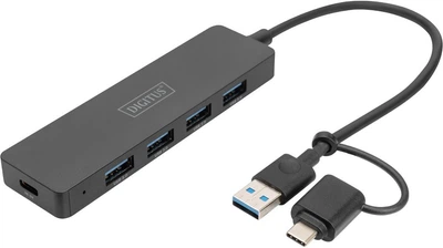 Hub USB Digitus USB-A/C > 4x USB-A 0.2 m aktywny (opcja) (DA-70235)