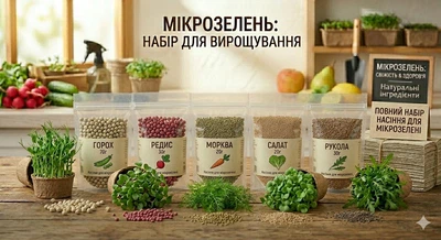Насіння для мікрозелені Зелений День Суміш 5 Видів 170г Green Island